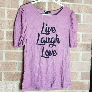 NWT By Design Size Small Live Laugh Love Mauve Heather Knit Top Ships Free